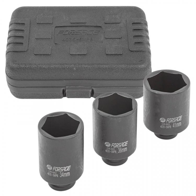 Набор головок ударных глубоких 3пр.1/2" (6-гр.) в кейсе Набор головок ударных глубоких 3пр.1/2" (6-гр.) в кейсе