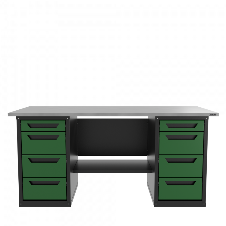 Верстак двухтумбовый 4 ящиков /4 ящиков, зеленый 1800*700 GAROPT, GT1800Y4Y4.green