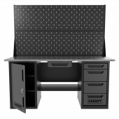 Верстак двухтумбовый дверь/4 ящиков с двумя экранами и ящиком, серый 1800*700 Garopt, GT1800DY1Y4PP2.grey