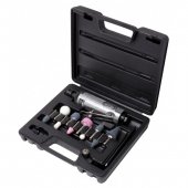 Пневмозачистная машинкав комплекте с камнями (цанга-3мм,6мм 23000об/мин, 113л/мин, L-172мм), в кейсе