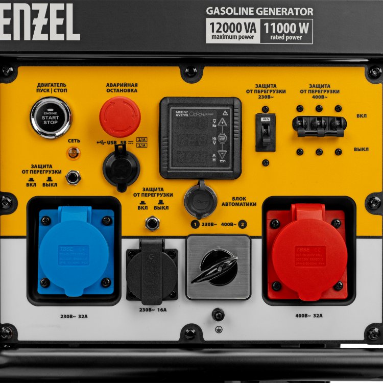 Генератор бензиновый PS-120EAD-3, 12 кВт,230/400 В, 40л, разъём ATS,перекл.режима,эл.старт// Denzel Генератор бензиновый PS-120EAD-3, 12 кВт,230/400 В, 40л, разъём ATS,перекл.режима,эл.старт// Denzel