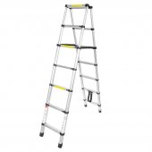 Лестница телескопическая двухсекционная (0.7-2.0+2.0м,6+6ступенек, max нагрузка 150кг, вес 9,6кг)