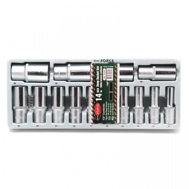 Набор головок глубоких 14пр., 1/2" (10-32мм, 6-гран.) в лотке Набор головок глубоких 14пр., 1/2" (10-32мм, 6-гран.) в лотке