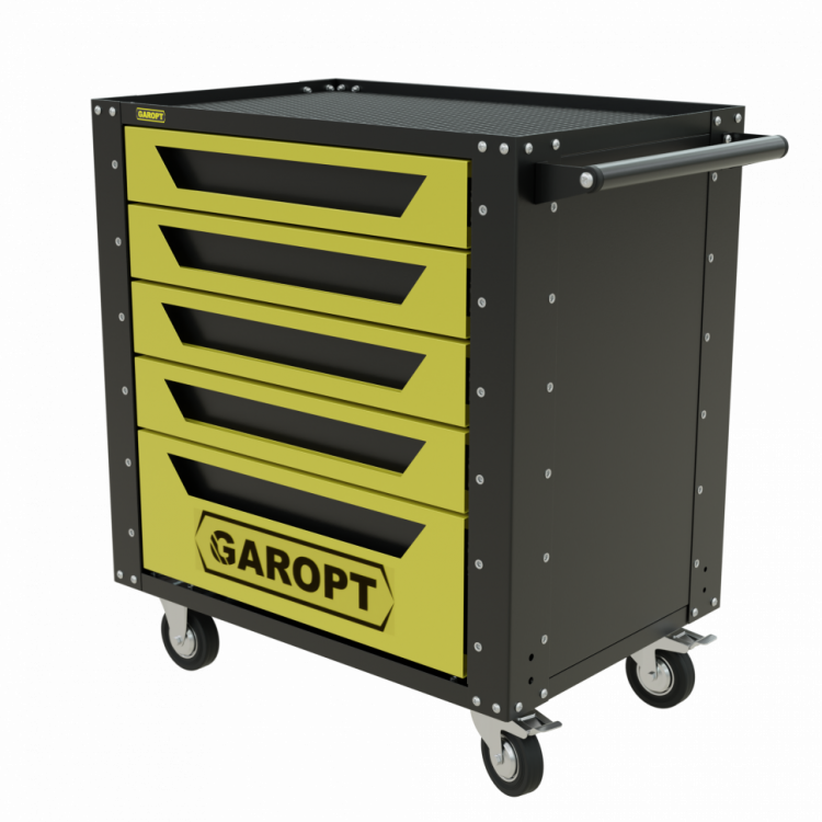 Тележка инструментальная Garopt 5 ящиков ЖЕЛТАЯ, Серия "Low-cost"