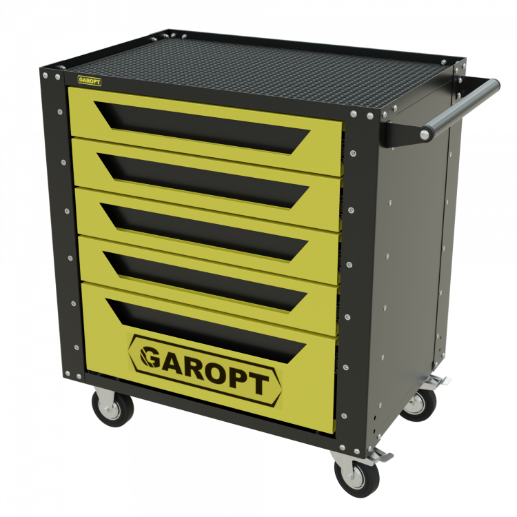 Тележка инструментальная Garopt 5 ящиков ЖЕЛТАЯ, Серия "Low-cost"