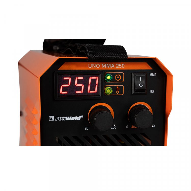 Сварочный аппарат UNO MMA 250 - Регулировка форсажа дуги (контроль стабилизации дуги). Цифровой дисплей. Горячий старт, антизалипание. MMA, TIG Lift, панельные розетки 35 мм2, напряжение питания: 220В±15%, Диапазон сварочного тока: 20-250А, ПВ: 60%, Сварочный аппарат UNO MMA 250 - Регулировка форсажа дуги (контроль стабилизации дуги). Цифровой дисплей. Горячий старт, антизалипание. MMA, TIG Lift, панельные розетки 35 мм2, напряжение питания: 220В±15%, Диапазон сварочного тока: 20-250А, ПВ: 60%,