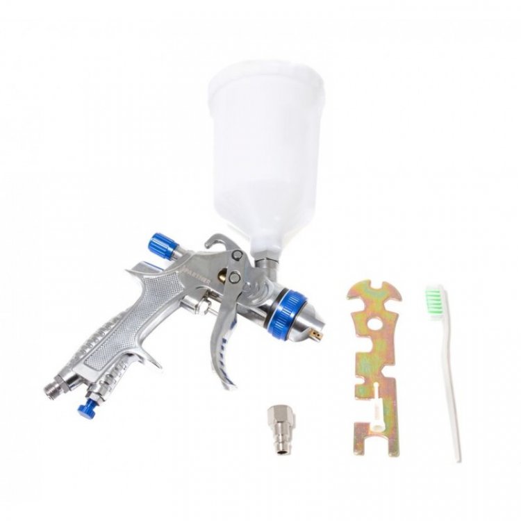 Краскораспылитель с верхним пластиковым бачком (600мл, 2.0мм, 3.5bar, 100-128л/мин, присоед. резьба 1/4"+штуцер) Краскораспылитель с верхним пластиковым бачком (600мл, 2.0мм, 3.5bar, 100-128л/мин, присоед. резьба 1/4"+штуцер)