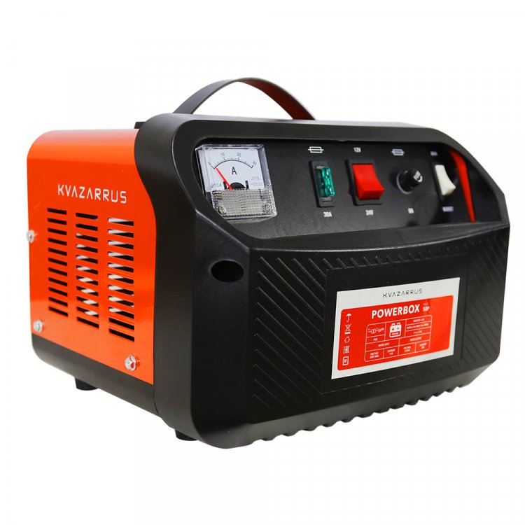Зарядное устройство KVAZARRUS PowerBox 50P - Напряж. питан. - 220В/50Гц, потреб.ток - 7,5А, Заряж.аккум 12/24В, АЧ 50-400, ток заряд 30А-35А, напряж.заряда 12/24: 14.5-14.8/29-29.6, ток запуска 12/24 - НЕТ, защита от перегрева, темп.-20С - +40С, длин Зарядное устройство KVAZARRUS PowerBox 50P - Напряж. питан. - 220В/50Гц, потреб.ток - 7,5А, Заряж.аккум 12/24В, АЧ 50-400, ток заряд 30А-35А, напряж.заряда 12/24: 14.5-14.8/29-29.6, ток запуска 12/24 - НЕТ, защита от перегрева, темп.-20С - +40С, длин