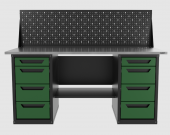 Верстак двухтумбовый 4 ящиков /4 ящиков с экраном, зеленый 1800*700 GAROPT, GT1800Y4Y4PP.green