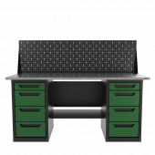 Верстак двухтумбовый 4 ящиков /4 ящиков с экраном, зеленый 1800*700 GAROPT, GT1800Y4Y4PP.green