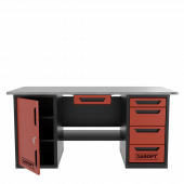 Верстак с ящиком двухтумбовый дверь/4 ящиков, красный 1800*700 Garopt, GT1800DY1Y4.red