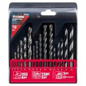 Сверла, набор комбинированный 16пр. (по металлу: 2-6, 8мм; по бетону: 4-6, 8, 10мм; по дереву: 4-6, 8, 10мм)