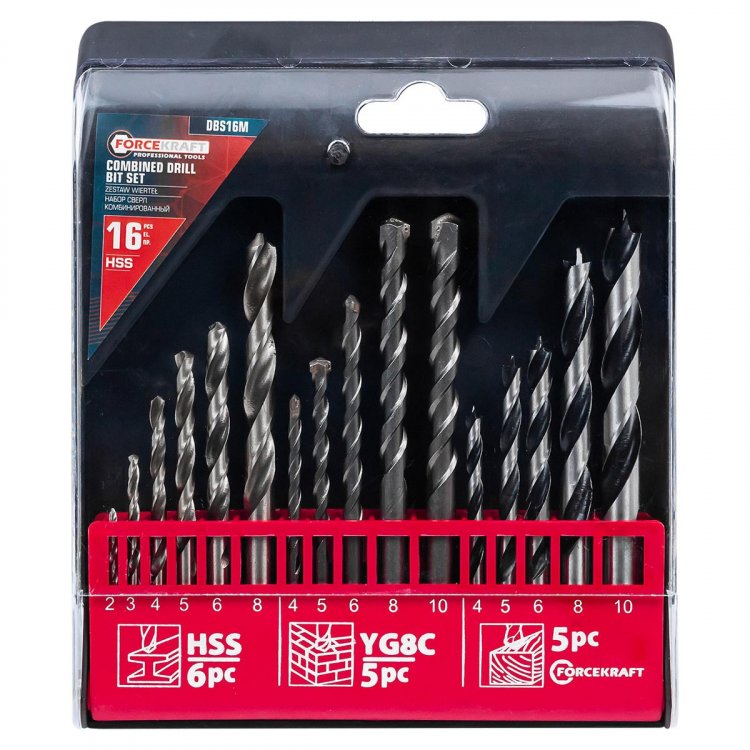 Сверла, набор комбинированный 16пр. (по металлу: 2-6, 8мм; по бетону: 4-6, 8, 10мм; по дереву: 4-6, 8, 10мм) Сверла, набор комбинированный 16пр. (по металлу: 2-6, 8мм; по бетону: 4-6, 8, 10мм; по дереву: 4-6, 8, 10мм)