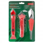 Набор пластиковых скребков с металлическим ножом для удаления герметика 3пр, в блистере Набор пластиковых скребков с металлическим ножом для удаления герметика 3пр, в блистере