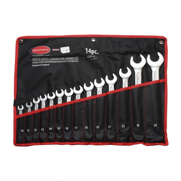 Набор ключей комбинированных с профилем  "Super Drive"  12гр.,14пр. (10-19, 21, 22, 30, 32мм), на полотне