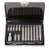 Набор бит RIBE c битодержателем,15пр. 1/2"(L:30/75мм;M6,М7,М8,М9,М10,М12,M14), в металлическом кейсе