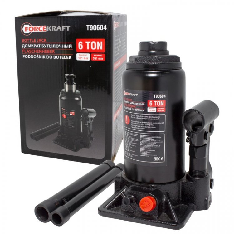 Домкрат бутылочный  6т с клапаном (h  min 181мм,h max 351мм) Домкрат бутылочный  6т с клапаном (h  min 181мм,h max 351мм)