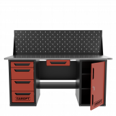 Верстак двухтумбовый дверь/4 ящиков с экраном и ящиком, красный 1800*700 Garopt, GT1800DY1Y4PP.red