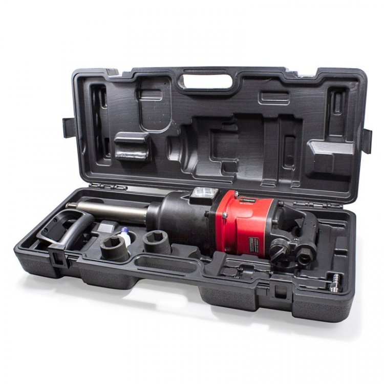 Пневмогайковерт ударный с длинным валом,реверсом и регулировкой усилия 1''+головки 32,33мм(3100Hм,3600об/мин,6.3bar,420 л/мин,16.3кг)