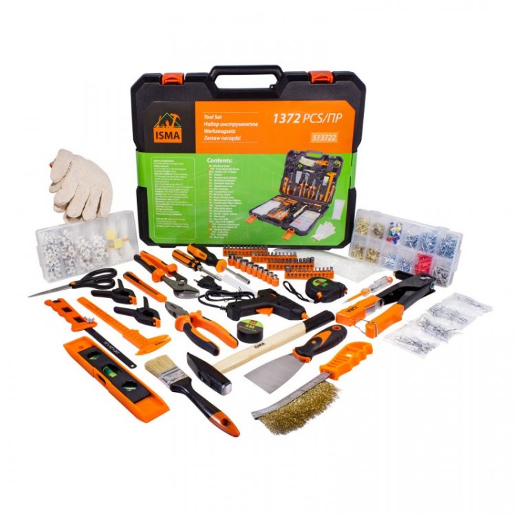 Набор инструментов 1372пр.1/4''(6-гр.) (5-13мм, шарнирно-губцевый,биты,молоток,рулетка,уровень,клеевой пистолет,расходник) Набор инструментов 1372пр.1/4''(6-гр.) (5-13мм, шарнирно-губцевый,биты,молоток,рулетка,уровень,клеевой пистолет,расходник)