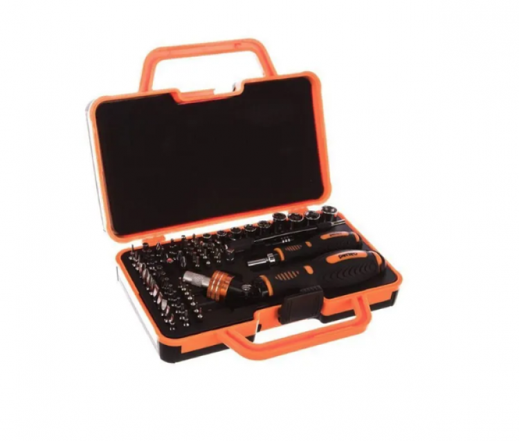 Набор отверток реверсивных поворотных, для ювелирных и точных работ, с гибким удлинителем, комплектом бит и головок (69пр.)в кейсе. Набор отверток реверсивных поворотных, для ювелирных и точных работ, с гибким удлинителем, комплектом бит и головок (69пр.)в кейсе.