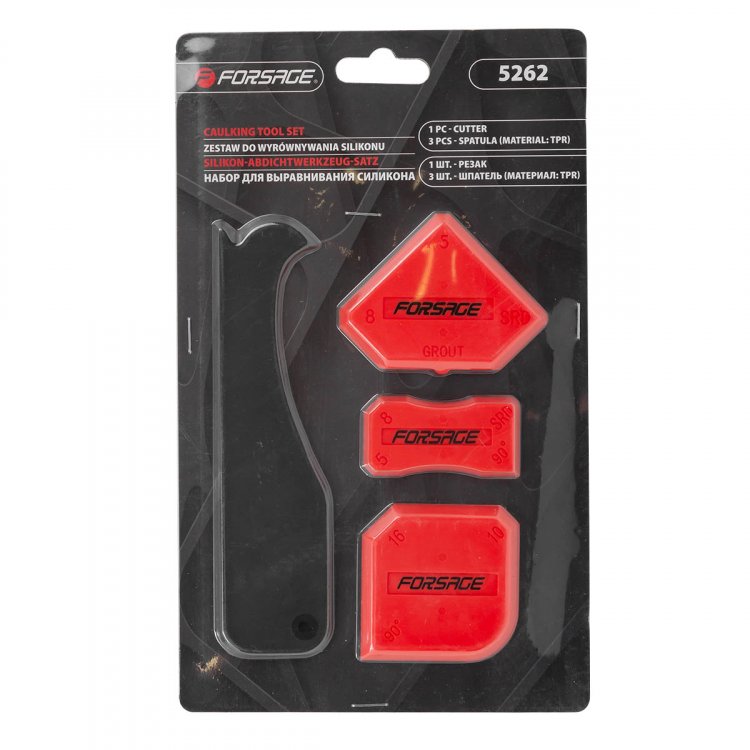 Набор шпателей с резаком для выравнивания силикона 4пр, в блистере