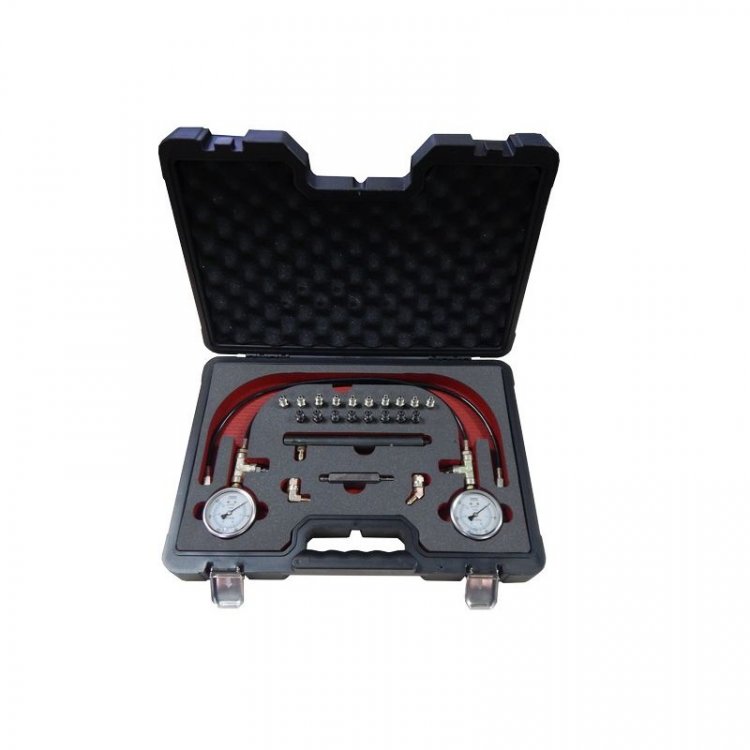 Тестер давления в тормозной системе в комплекте с резьбовыми адаптерами-переходниками, в кейсе "Pemium"
