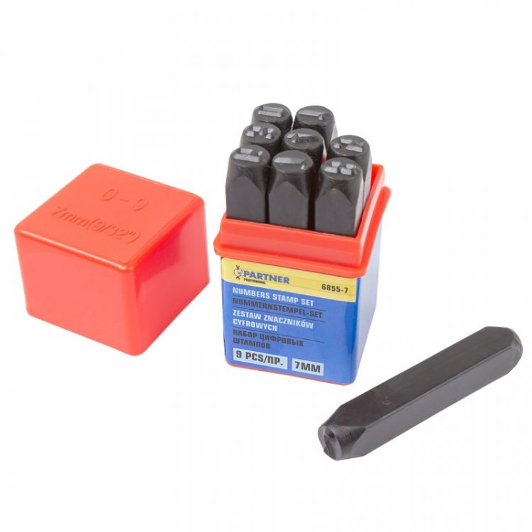 Набор цифровых штампов 9пр. (7мм),в пластиковом футляре