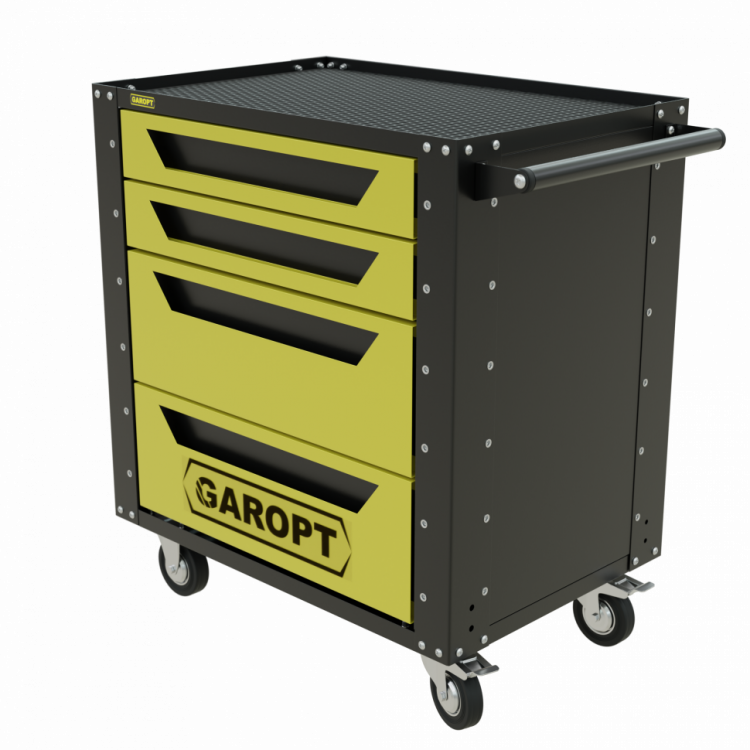 Тележка инструментальная Garopt 4 ящика ЖЕЛТАЯ, Серия "Low-cost"