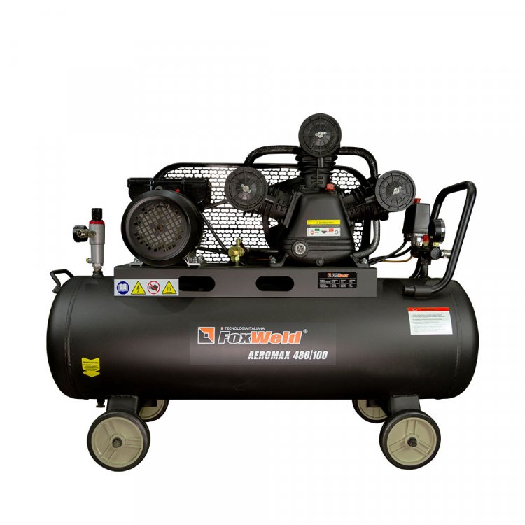 Масляный ременной компрессор AEROMAX 480/100  -  (2,2 кВт, 220В, 480л/мин, бак 100л, FoxWeld) (арт. 5887) Масляный ременной компрессор AEROMAX 480/100  -  (2,2 кВт, 220В, 480л/мин, бак 100л, FoxWeld) (арт. 5887)