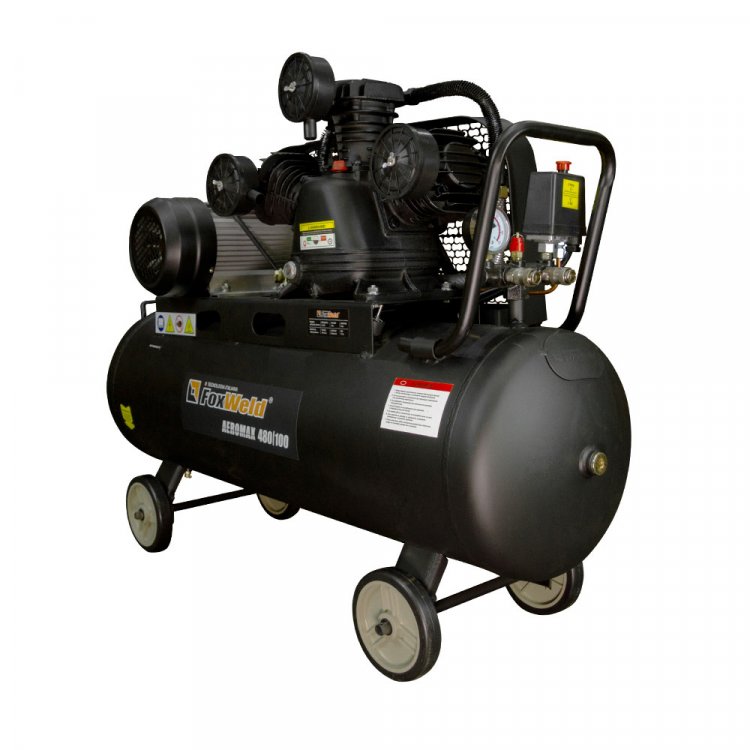Масляный ременной компрессор AEROMAX 480/100  -  (2,2 кВт, 220В, 480л/мин, бак 100л, FoxWeld) (арт. 5887) Масляный ременной компрессор AEROMAX 480/100  -  (2,2 кВт, 220В, 480л/мин, бак 100л, FoxWeld) (арт. 5887)