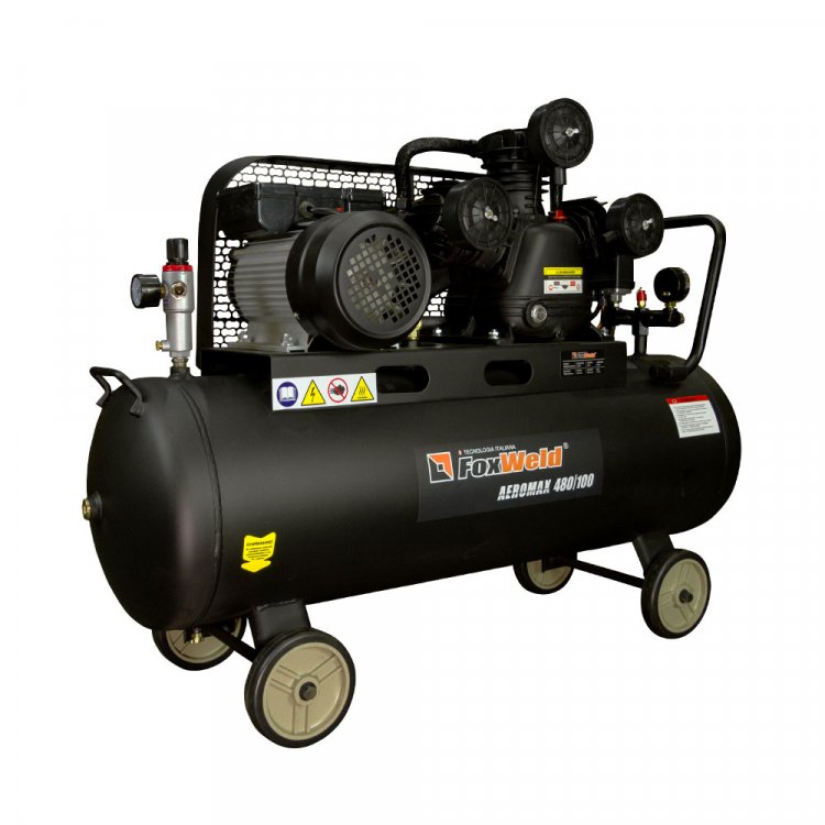 Масляный ременной компрессор AEROMAX 480/100  -  (2,2 кВт, 220В, 480л/мин, бак 100л, FoxWeld) (арт. 5887) Масляный ременной компрессор AEROMAX 480/100  -  (2,2 кВт, 220В, 480л/мин, бак 100л, FoxWeld) (арт. 5887)