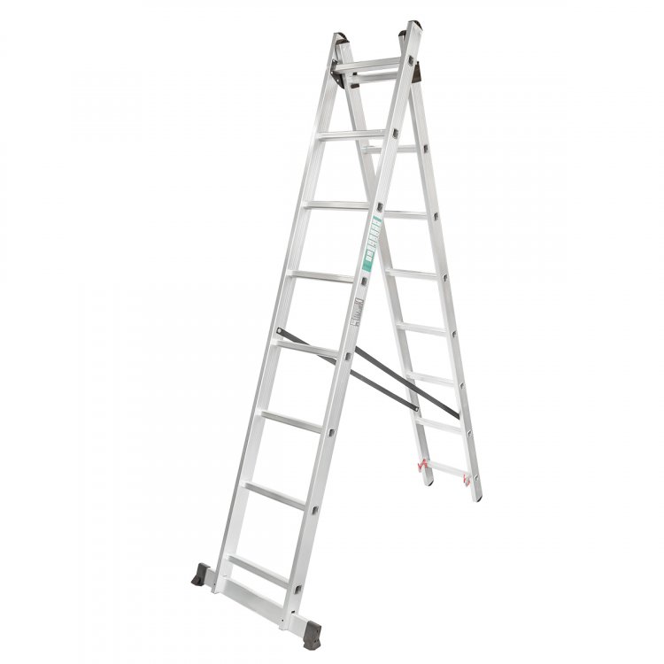 Лестница комбинированная двухсекционная (2х13ступенек, max нагрузка 150кг, вес 12,4кг)