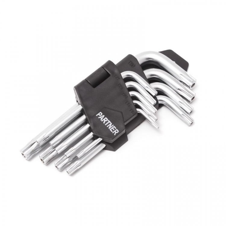 Набор ключей торкс Г-образных 9пр.(TH10-TH50 с отверстием) в пластиковом держателе