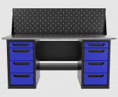 Верстак двухтумбовый 4 ящиков /4 ящиков с экраном, синий 1800*700 GAROPT, GT1800Y4Y4PP.blue