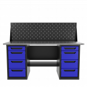 Верстак двухтумбовый 4 ящиков /4 ящиков с экраном, синий 1800*700 GAROPT, GT1800Y4Y4PP.blue