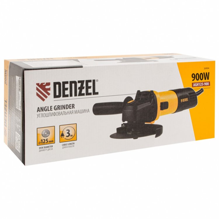 Машина шлифовальная угловая AGH125-900, 900 Вт, 125мм, 11000 об/мин// Denzel