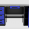 Верстак с ящиком двухтумбовый дверь/4 ящиков, синий 1800*700 Garopt, GT1800DY1Y4.blue