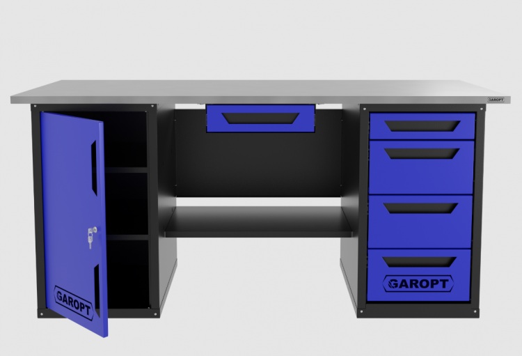 Верстак с ящиком двухтумбовый дверь/4 ящиков, синий 1800*700 Garopt, GT1800DY1Y4.blue Верстак с ящиком двухтумбовый дверь/4 ящиков, синий 1800*700 Garopt, GT1800DY1Y4.blue