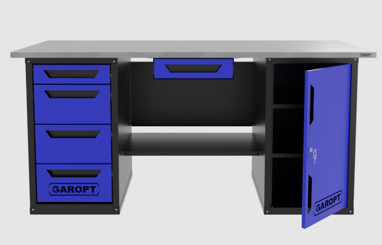 Верстак с ящиком двухтумбовый дверь/4 ящиков, синий 1800*700 Garopt, GT1800DY1Y4.blue Верстак с ящиком двухтумбовый дверь/4 ящиков, синий 1800*700 Garopt, GT1800DY1Y4.blue