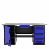 Верстак с ящиком двухтумбовый дверь/4 ящиков, синий 1800*700 Garopt, GT1800DY1Y4.blue