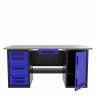 Верстак с ящиком двухтумбовый дверь/4 ящиков, синий 1800*700 Garopt, GT1800DY1Y4.blue
