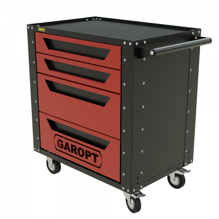 Gt4.red Тележка инструментальная Garopt 4 ящика КРАСНАЯ, Серия "Low-cost"
