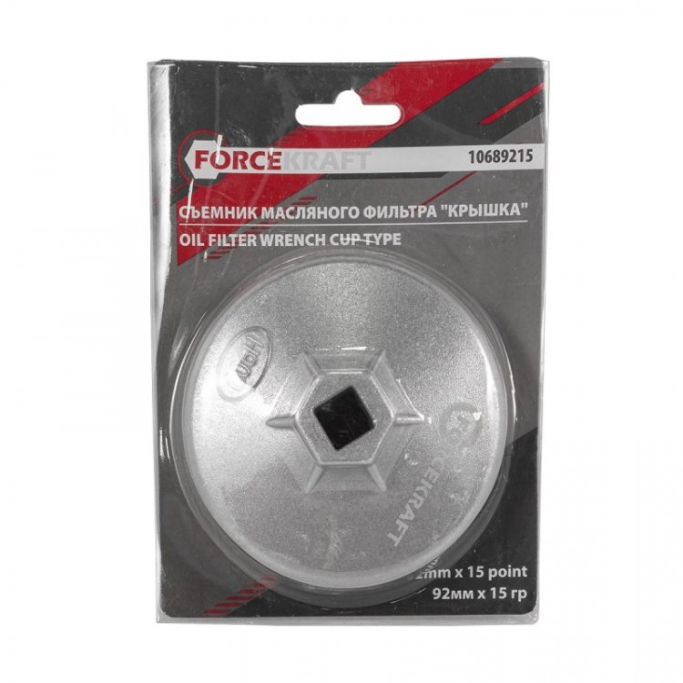 Съемник масляного фильтра "крышка" 92мм х 15гр, в блистере