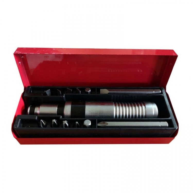 Отвертка ударная с набором бит и адаптером,13пр 1/2"(F)х5/16"(F) (PH 1,2,3,4х36мм; PH3х80мм; SL 5,6,7,8х36мм, SL8х80мм; H 7,8х36мм) в метал. кейсе