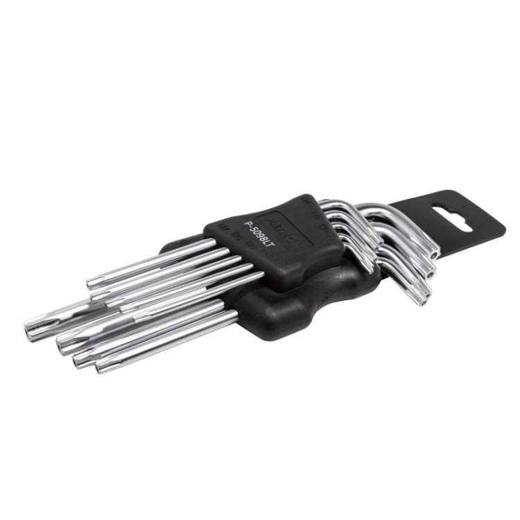 Набор ключей TORX Г-образных длинных, 9пр.  (Т10Н, Т15Н, Т20Н, Т25Н,Т27Н, Т30Н, Т40Т, Т45Н,Т50Н с отверстием) в пластиковом держателе
