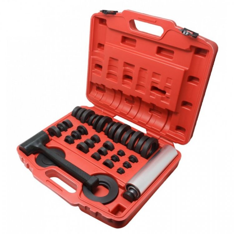 Набор оправок для выпрессовки и запрессовки подшипников, втулок и сальников в комплекте с молотком, 37пр., в кейсе