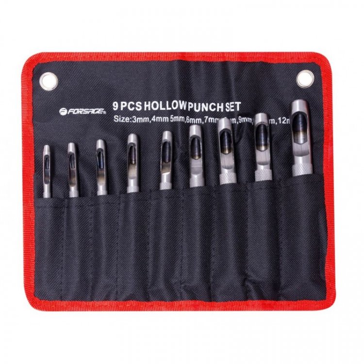 Набор пробойников, 9пр.(3-10, 12мм), наполотне