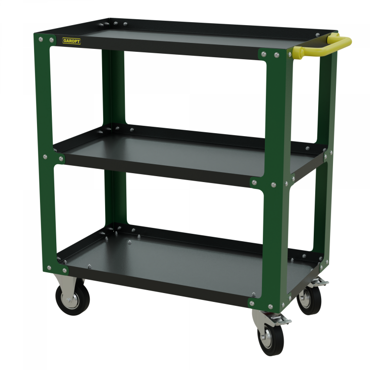 gt3.green Инструментальная тележка GAROPT, три полки, cерия "No boxes", Зеленая gt3.green Инструментальная тележка GAROPT, три полки, cерия "No boxes", Зеленая