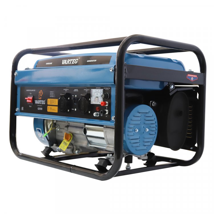 Бензиновый генератор Varteg G2500 - Бензиновый генератор Varteg G2500 (2.0 кВт / 2.3 кВт; 4Т двигатель 170F 212 куб.см 7 л.с.; 2 * 230В/16А + 12В/5А; ручной старт; стрелочный вольтметр; бак 15л) (арт. 6179)